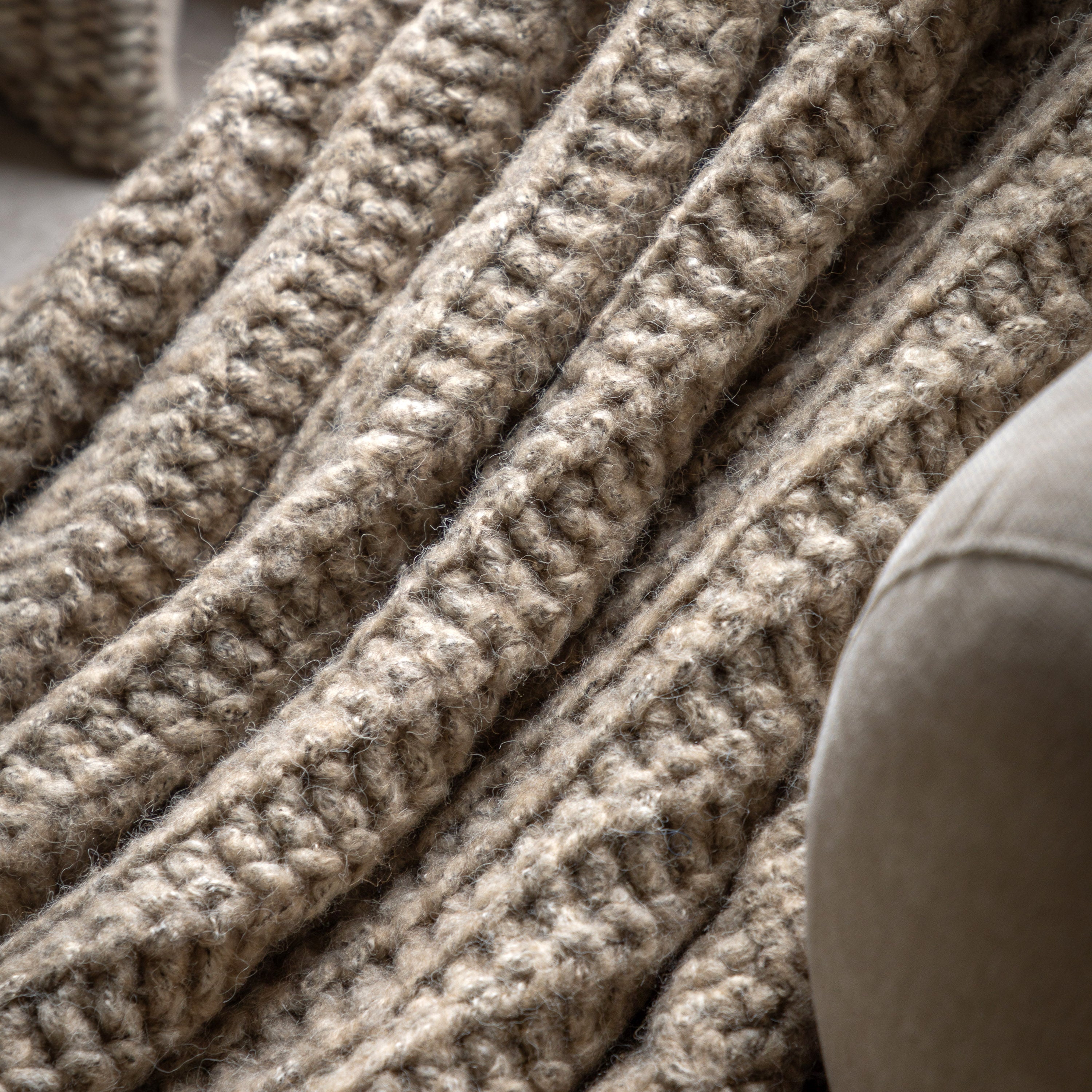 Luxury Melange Knit Oatmeal Throw